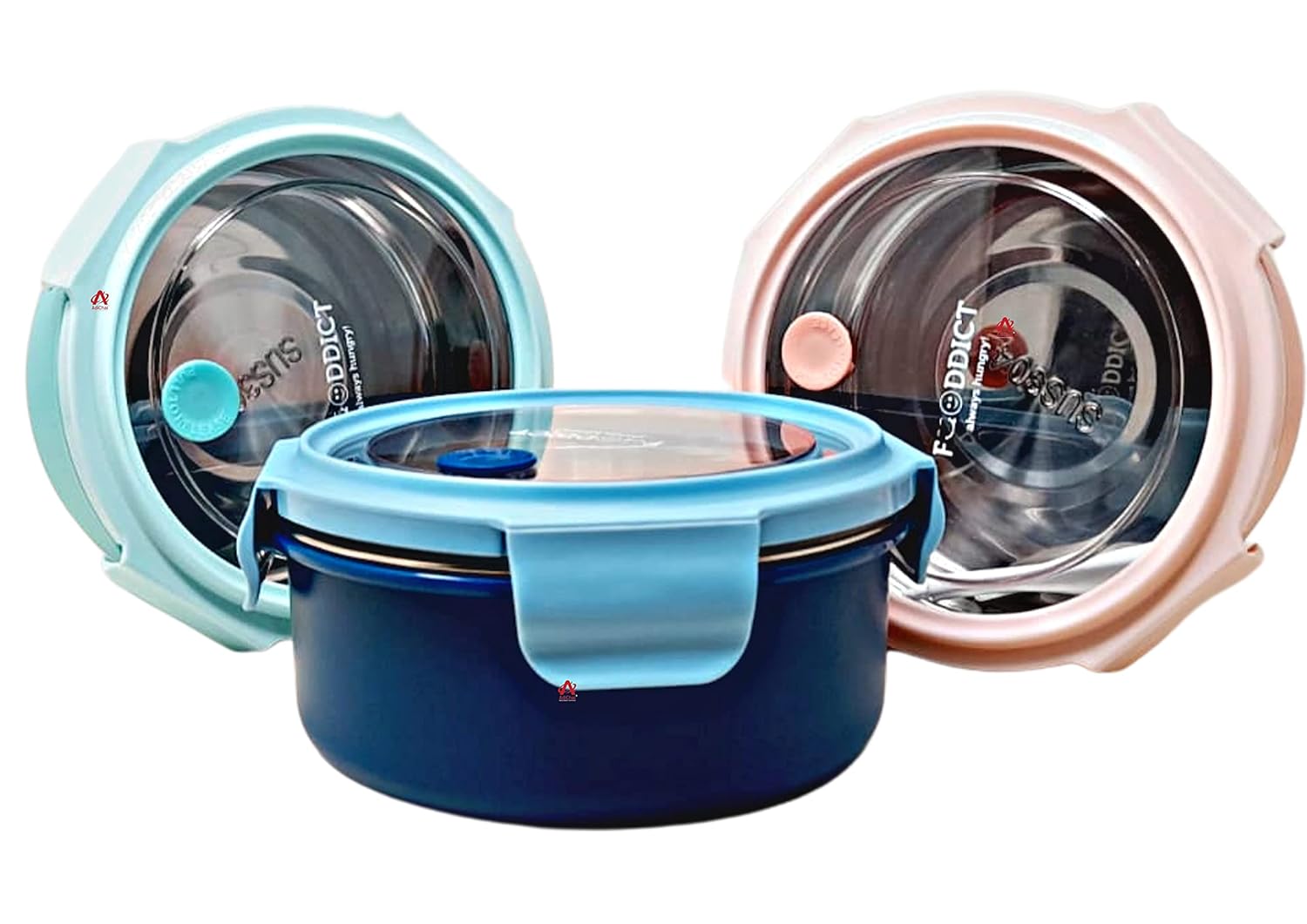 Stainless Steel Leak Proof Reusable Freezer Safe with Spoon BPA Free, Lunch Box for Kids School & Office Color May Vary