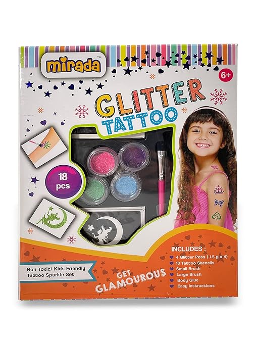 Mirada Glitter Tattoo art kit For Kids - Multicolor