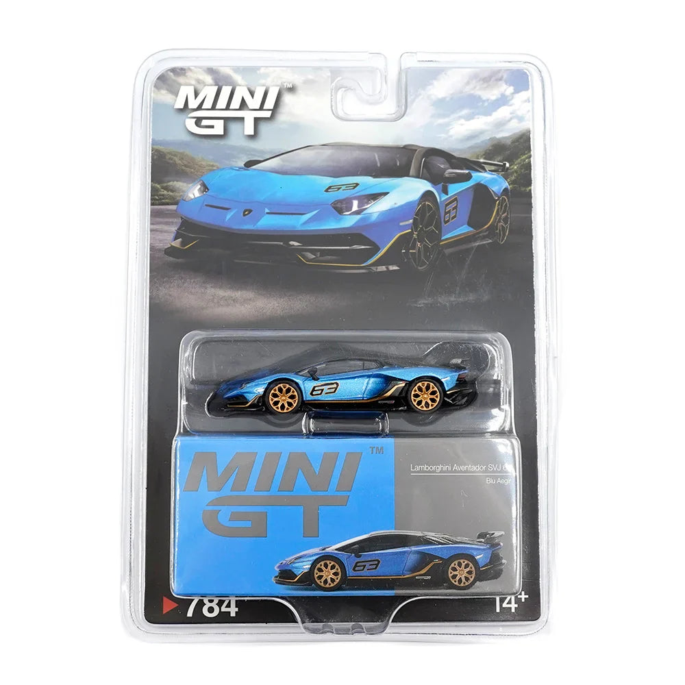 MINI GT #784 Imported Edition - Lamborghini Aventador SVJ 63 - Blu Aegir - Blister Pack