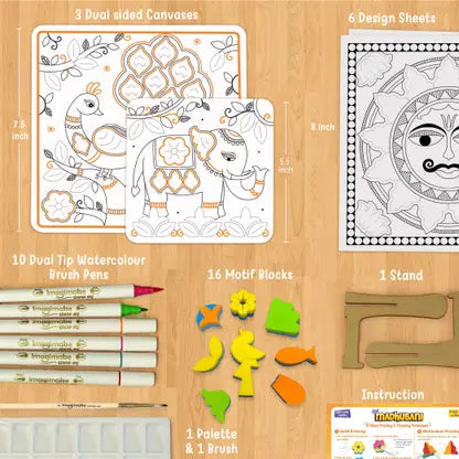 Imagimake DIY Madhubani Art Kit | Make 12 Paintings | Multicolor