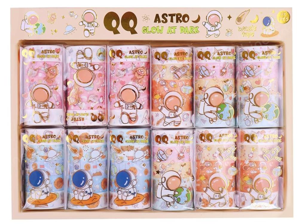 Tape Rolls Space Theme Kawaii Washi Tape Set Decorative Tape Art Supplies for Kids - Pack of 2 Pcs - 10 Rolls