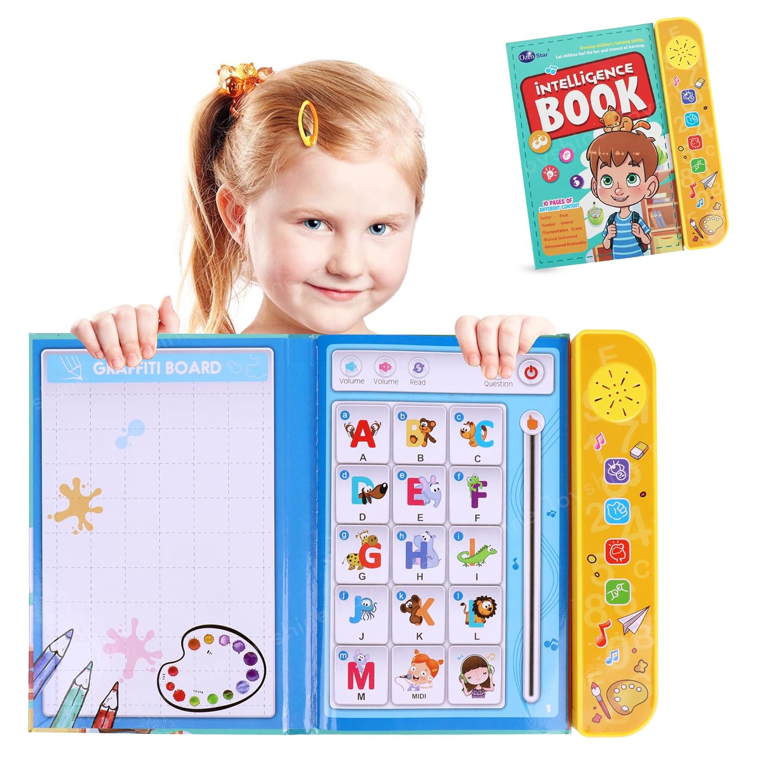 Interactive 20 Preschool Activities Musical Educational Children Intelligence Book – Learning Alphabets, Animals, Speak and Spell & More for 3+ Years