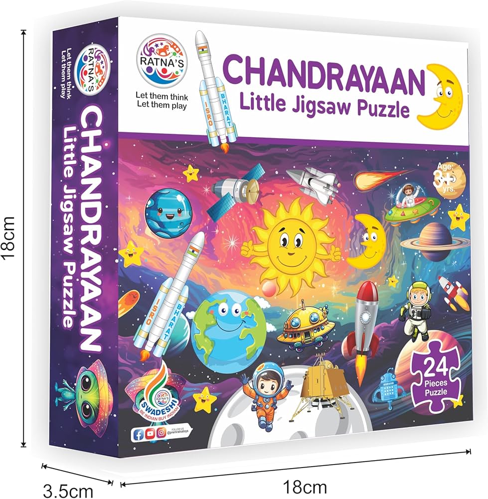 Ratna's Chandrayaan Little Jigsaw Puzzle 24 pcs for Kids - Multicolor - Pack of 1 Pcs