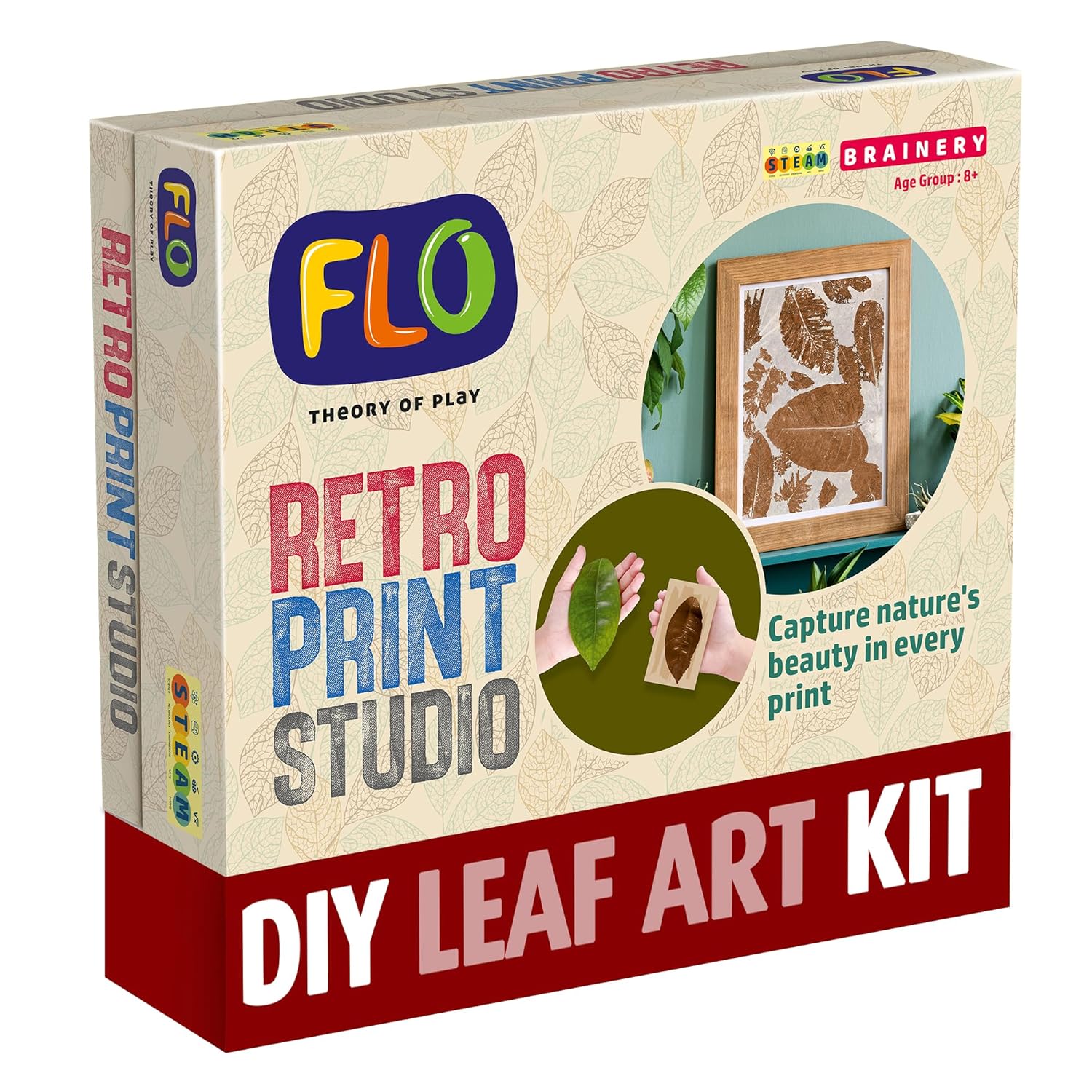 FLO Toys Retro Print Studio Art Kit for Kids & Adults | Create Vintage Leaf & Flower Sun Prints | DIY Botanical Nature Printmaking Set | Gift for Ages 8+ | Eco-Friendly STEM Craft Kit