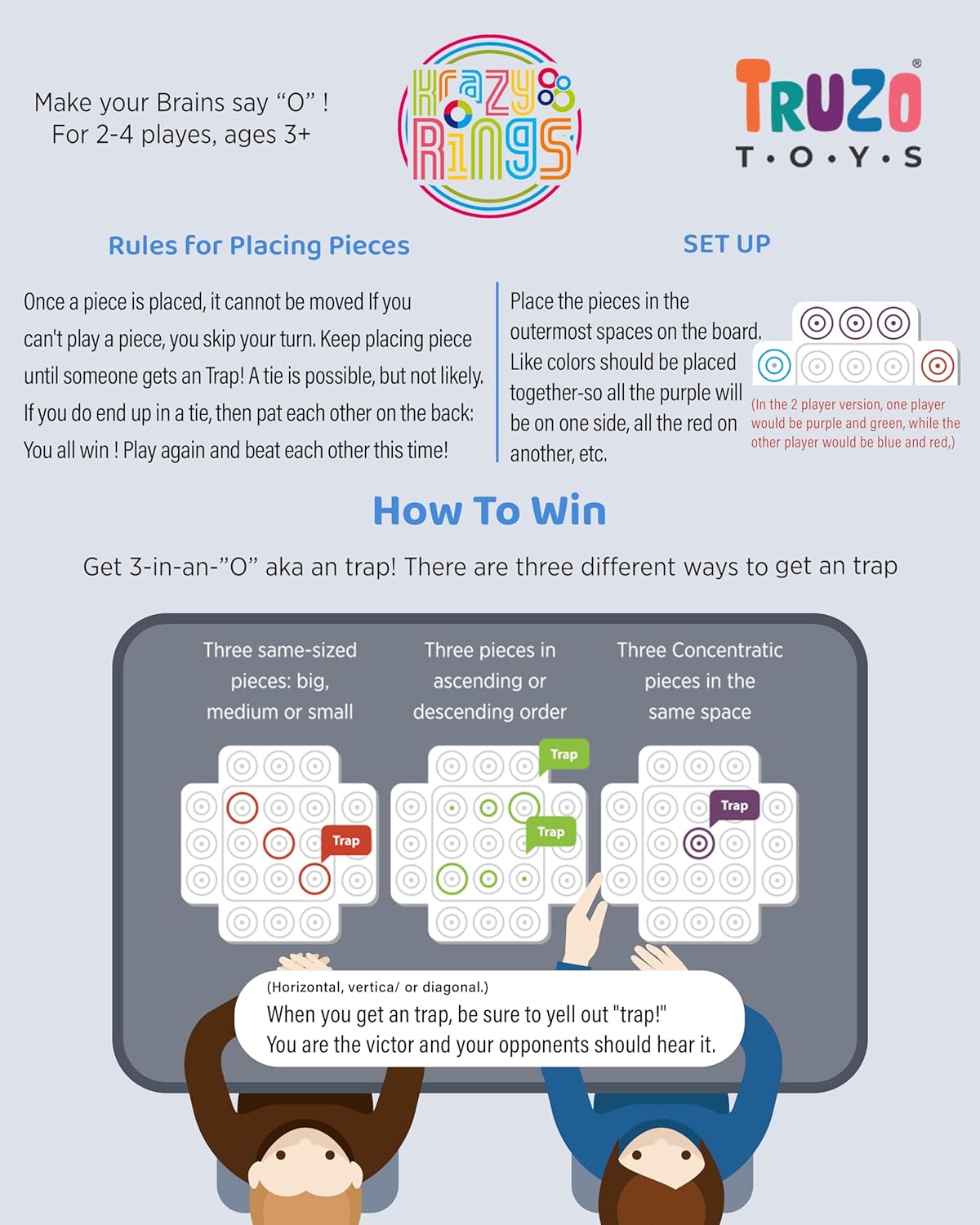 Truzo Krazy Rings | Brain Game Toy Jigsaw Intelligence Puzzle | Educational Puzzle Game for Kids | 3D Board Game with Colorful Rings | Multicolor