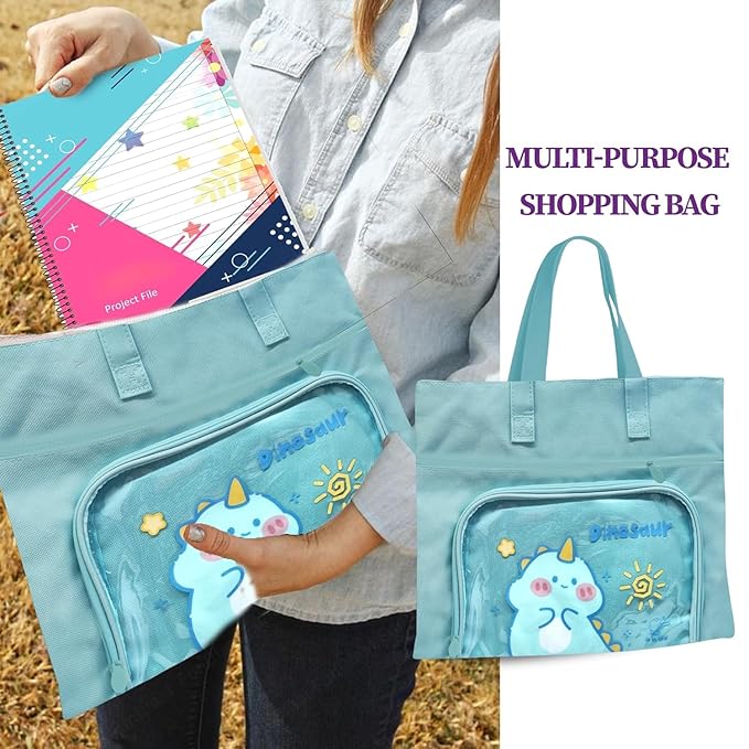 Cartoon Design Hand Bag – Multi-Purpose Tote Bag, Reusable Shopping Bag, Travel Bag with Handle Strap and Zipper, Document Carry Bag