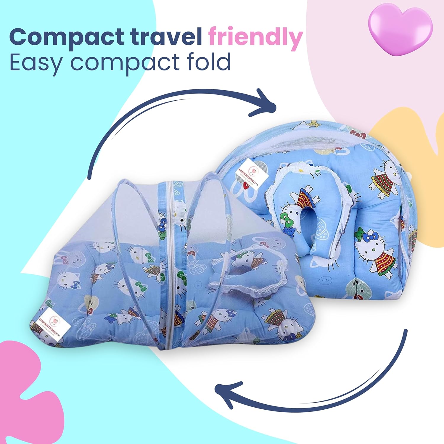 New Born Baby Mattress with Mosquito Net: Bedding Set Sleeping Nest Travel Bed for Baby Infant (0-6 Months)