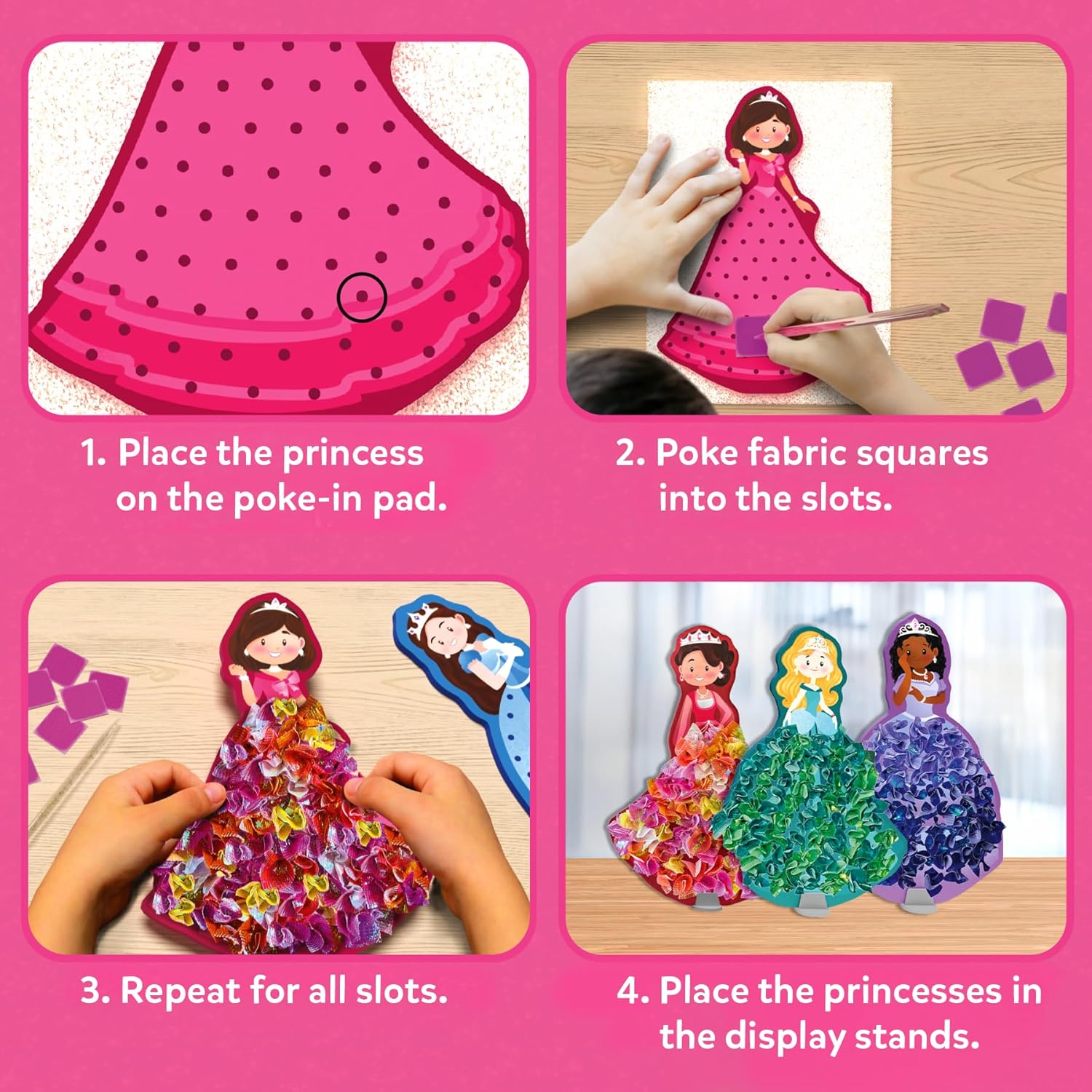 Skillmatics Poke-in Art - Magical Princesses, Mess-Free Fun for Kids, DIY Craft Kits, Creative Activity, Gifts for Girls