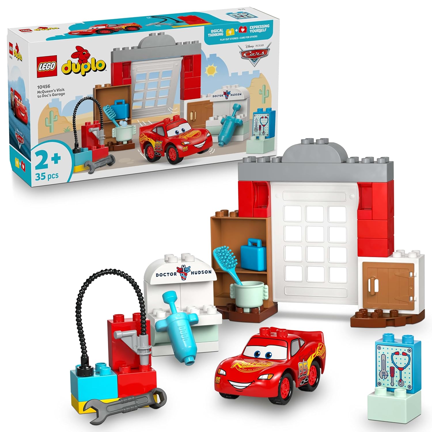 LEGO DUPLO│Disney and Pixar Cars McQueen’s Visit to Doc’s Garage 10456 Building Blocks Toys for 2+ Gift for Boys and Girls