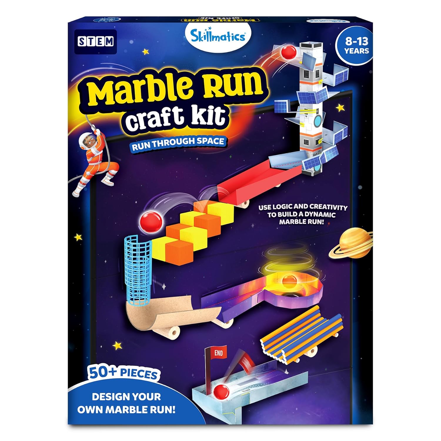 Skillmatics Craft Kit - Marble Run Space, DIY Activity, STEM Toy, Learning Resource, Educational Toys for kids | Multicolor