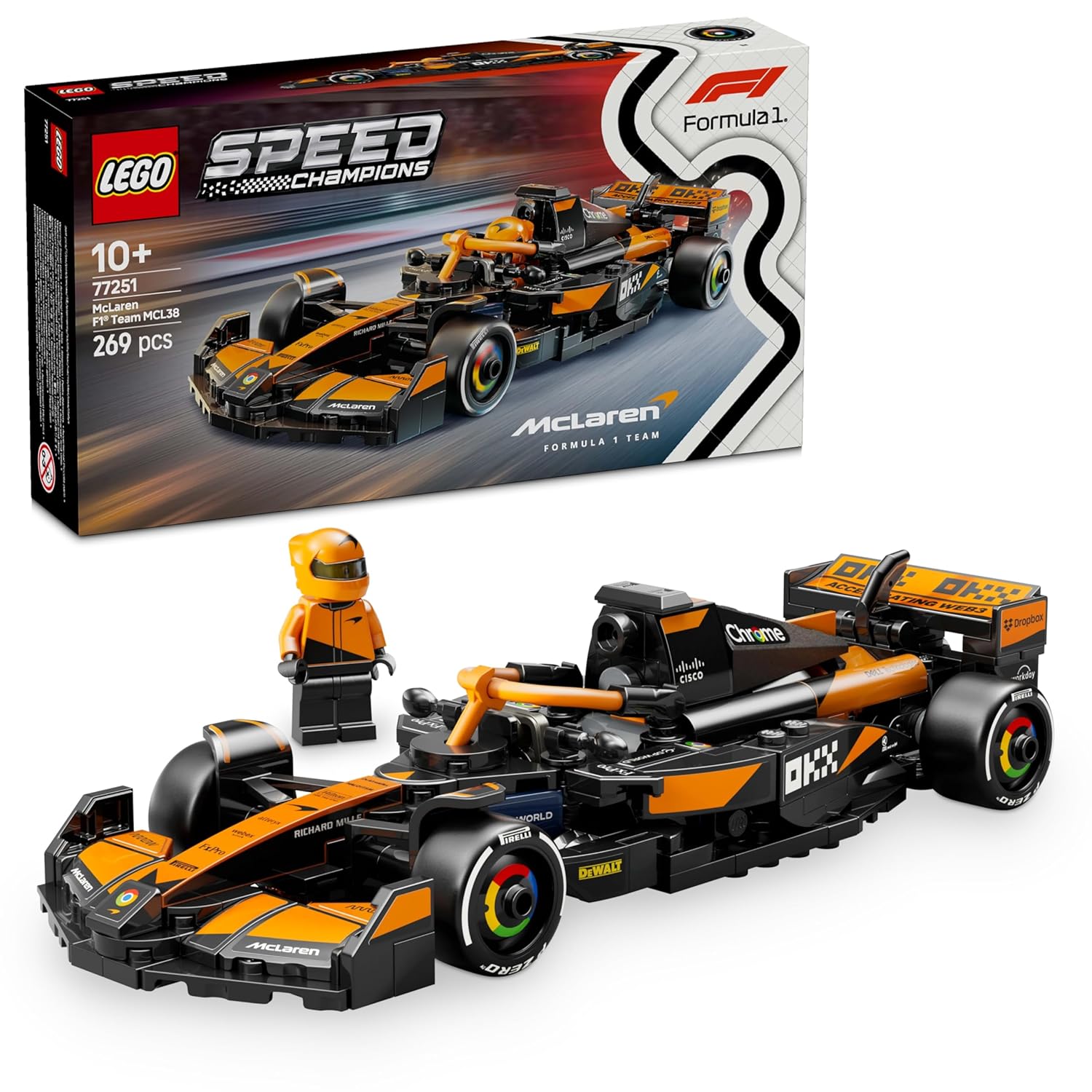 LEGO Speed Champions McLaren F1 Team MCL38 Race Car Vehicle Set 77251 Building Blocks Toys for 10+ Gift for Boys and Girls