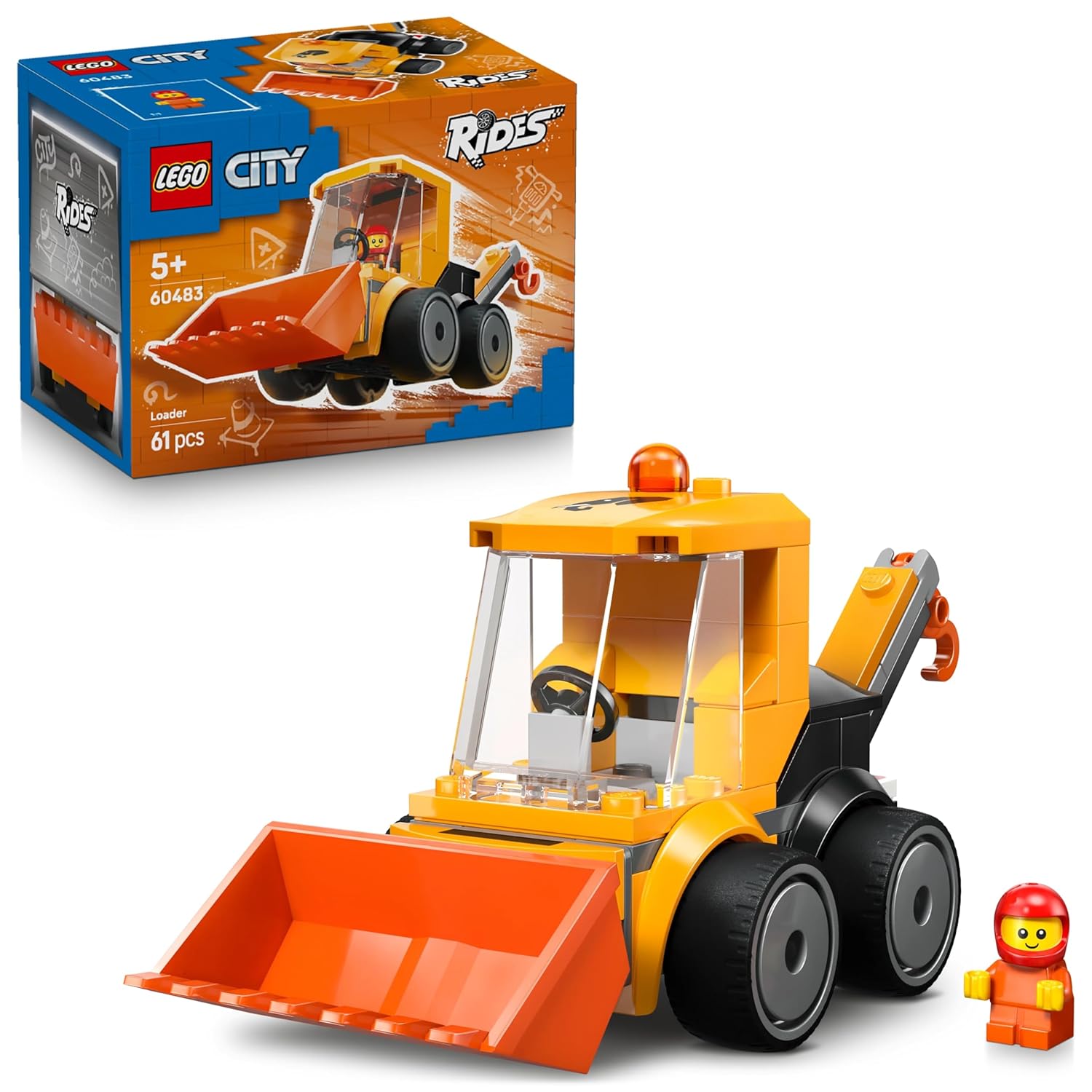 LEGO City Rides – Construction Loader - Mini Construction Toy with Worker Minifigure - 60483