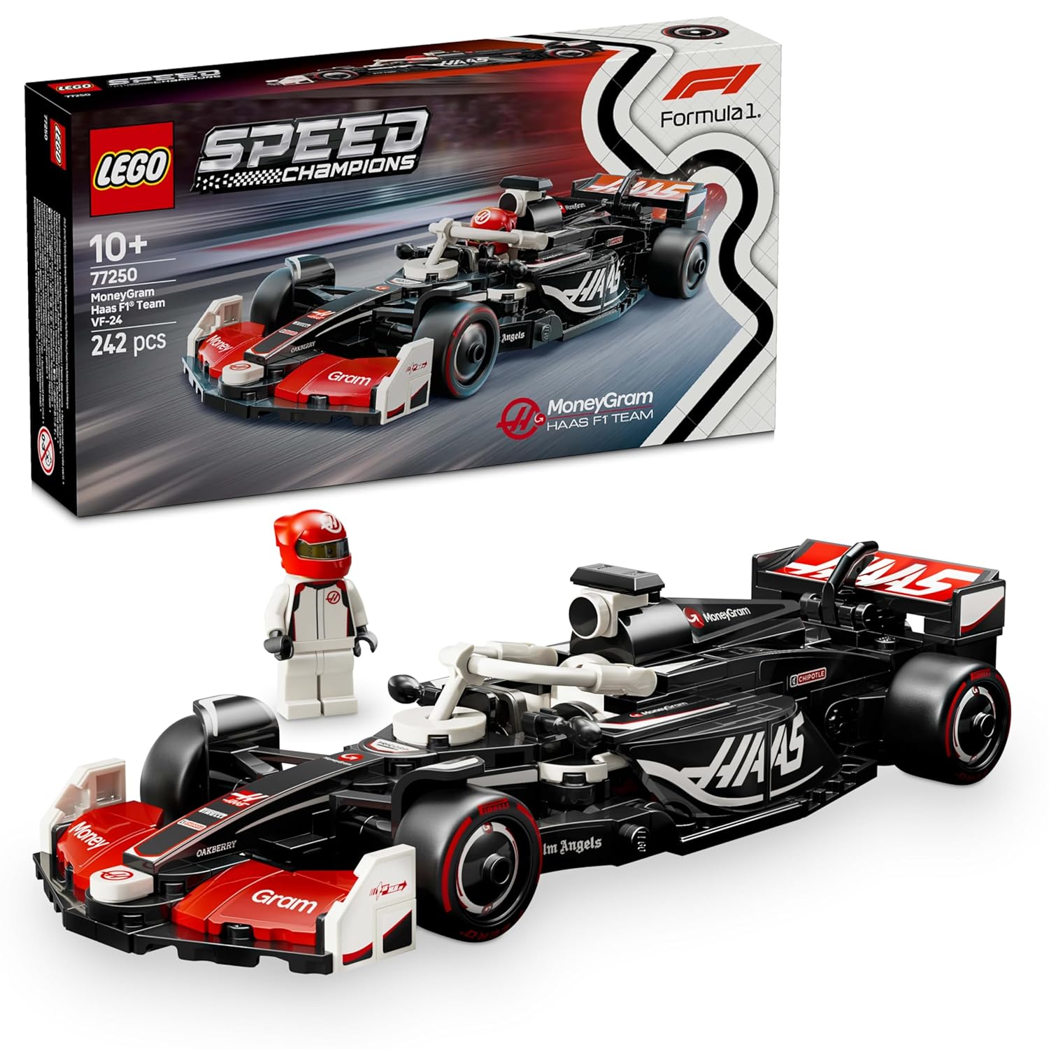 LEGO Speed Champions MoneyGram Haas F1 Team VF-24 Race Car Toy Vehicle 77250 Building Blocks Toys for 10+ Gift for Boys and Girls