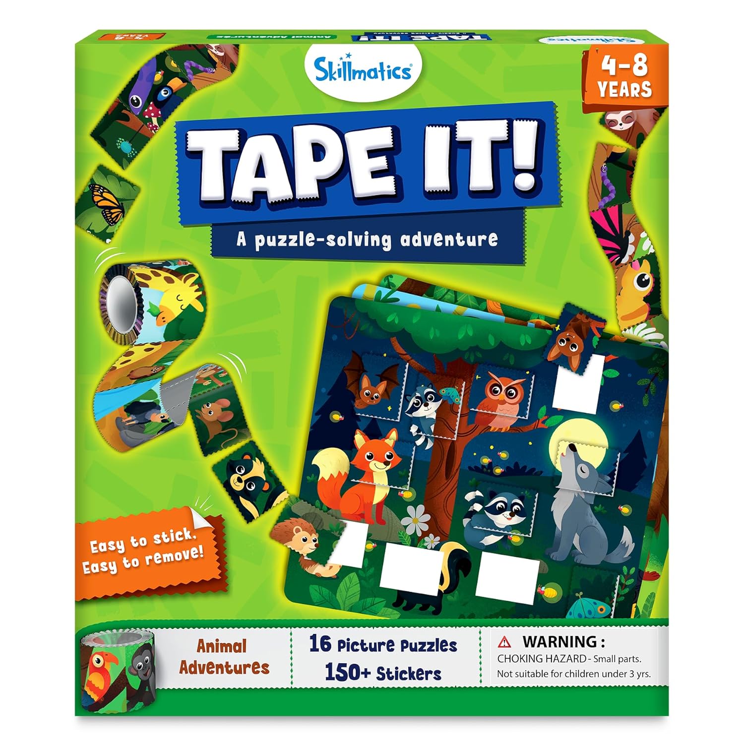 Skillmatics Tape It: Animal Adventures | Sticker Puzzle Activity (Ages 4-8)