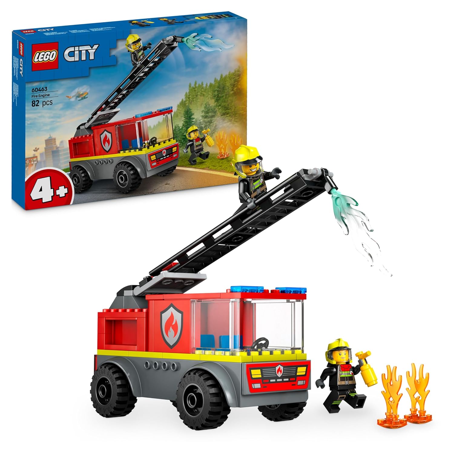 LEGO City Fire Ladder Truck, Firefighter Toy Vehicle Gift for Kids 60463 Building Blocks Toys for 4+ Gift for Boys and Girls