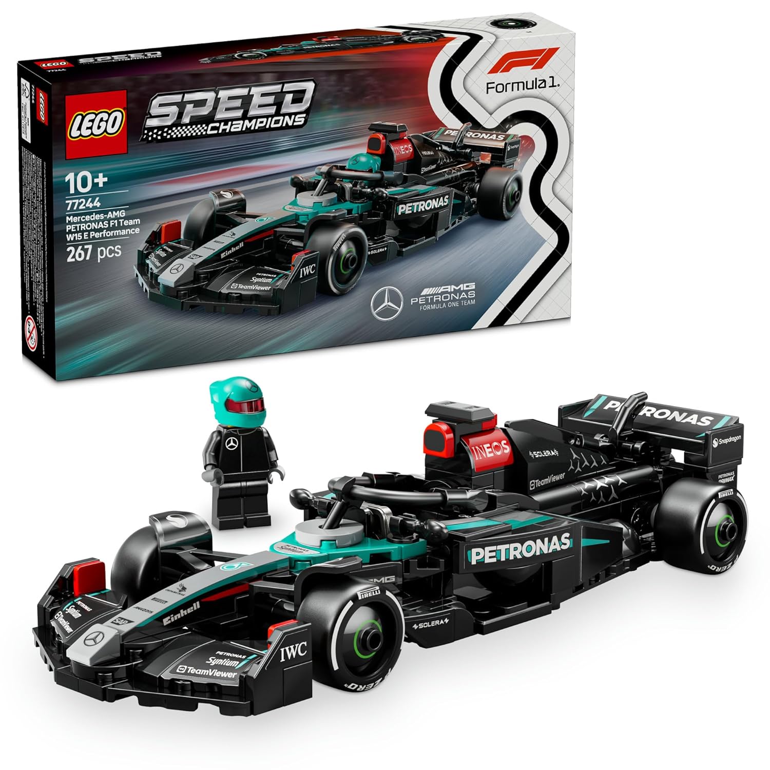 LEGO Speed Champions Mercedes-AMG F1 W15 Race Car Toy Vehicle 77244 Building Blocks Toys for 10+ Gift for Boys and Girls