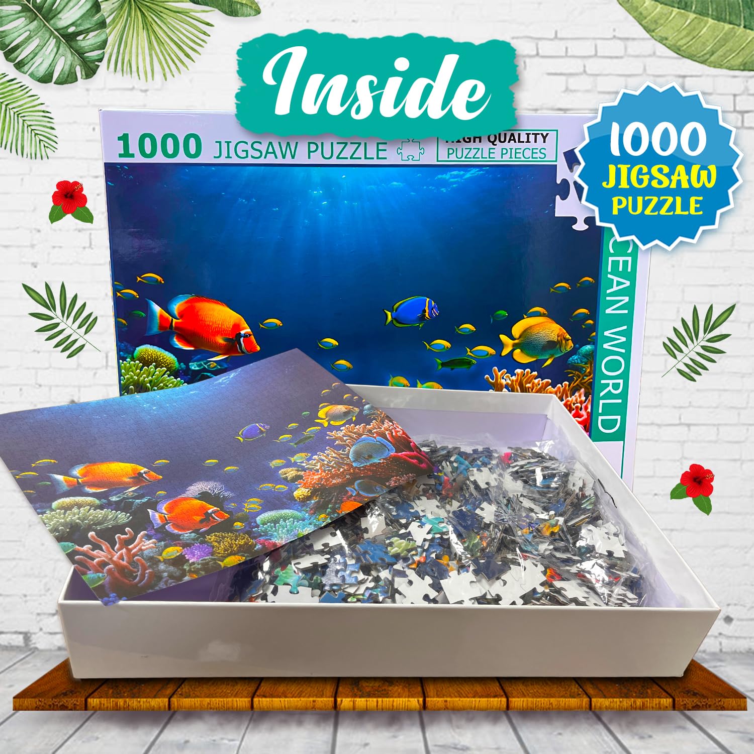 Ocean World Jigsaw Puzzles 1000 Piece for Kids and Children's – Educational Challenging World Map Learning, Gifts, Fun and Creative Game - 1000 Pcs Puzzle