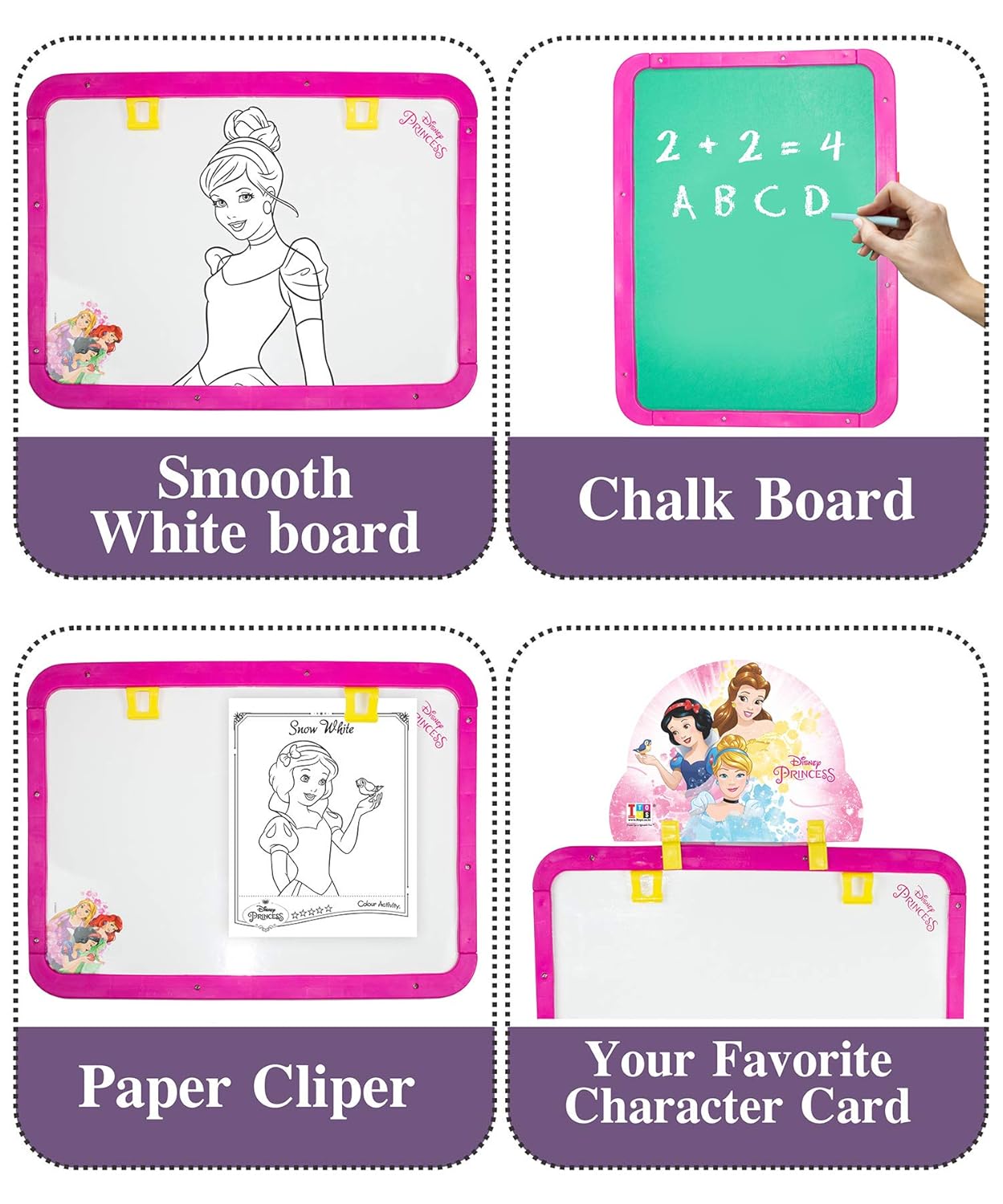 Itoys Plastic Princess 5 in 1 Writing Board for Kids with Activity Sheets