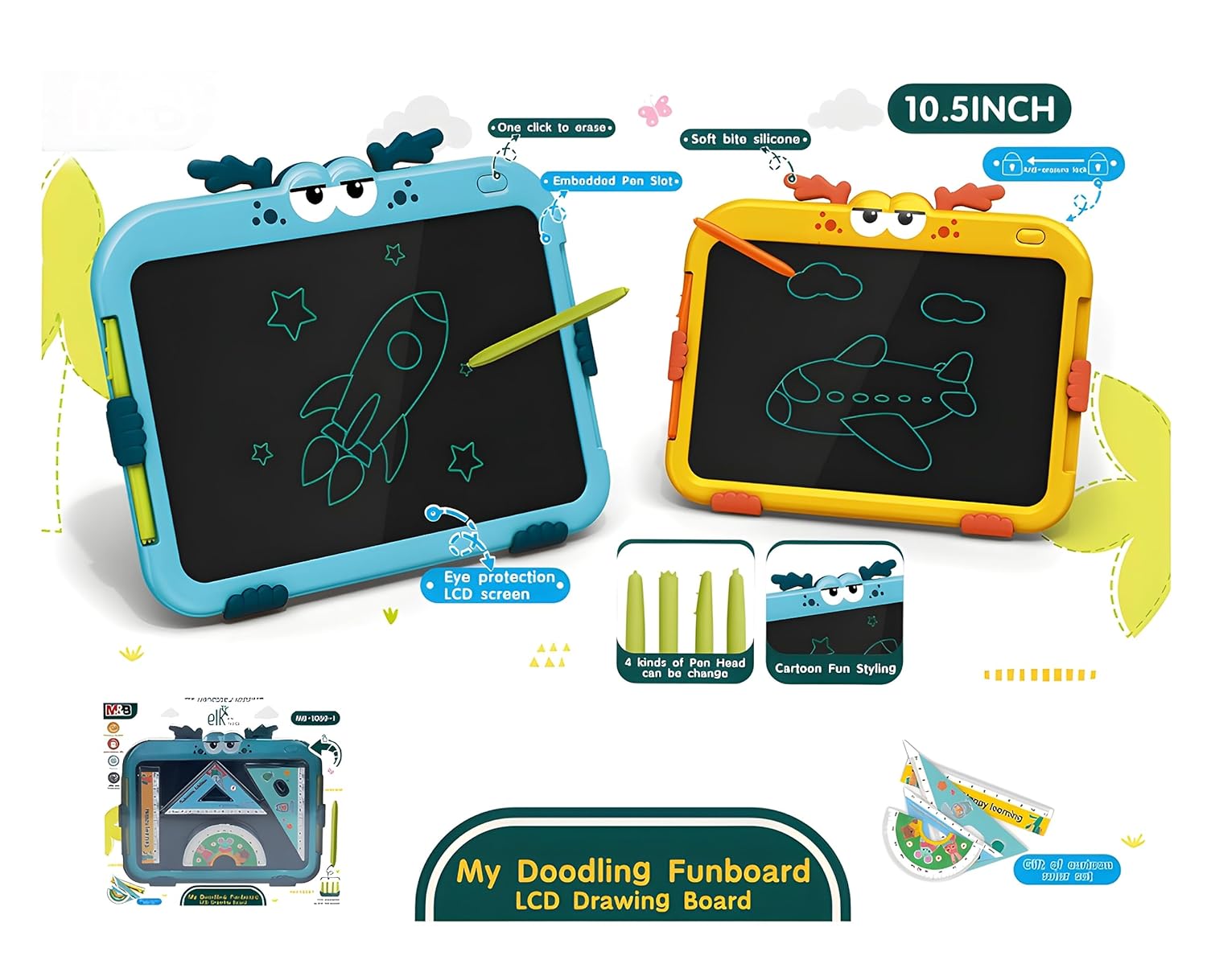 LCD Writing Tablet Kids Toys | 10.5 Inch Doodle Board Drawing Pad | Early Educational Learning Toys for Kids | Erasable Electronic Board Gift for Ages 3-8 Years