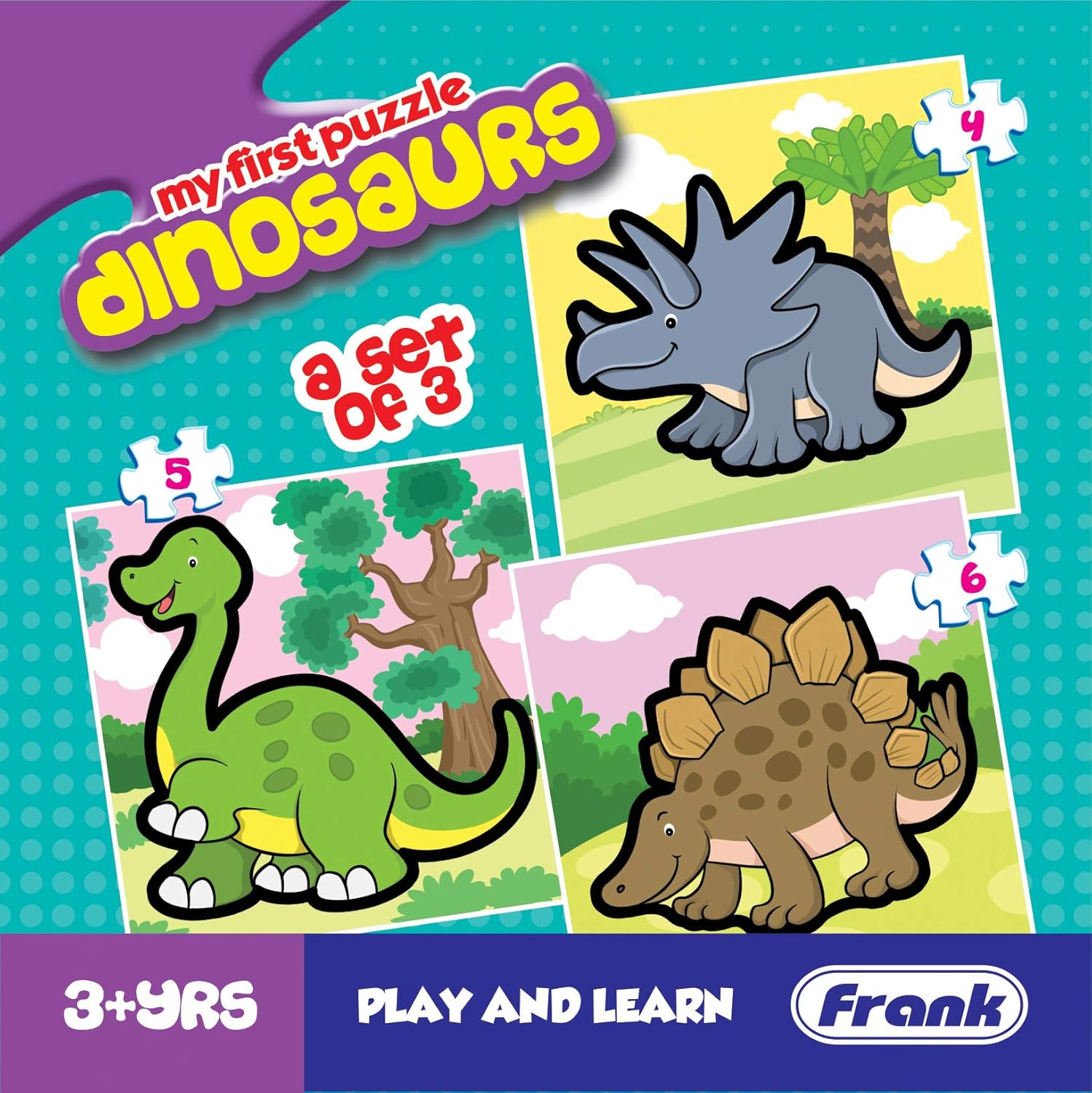 Frank Dinosaurs - A Set of 3 Jigsaw Puzzle for Kids