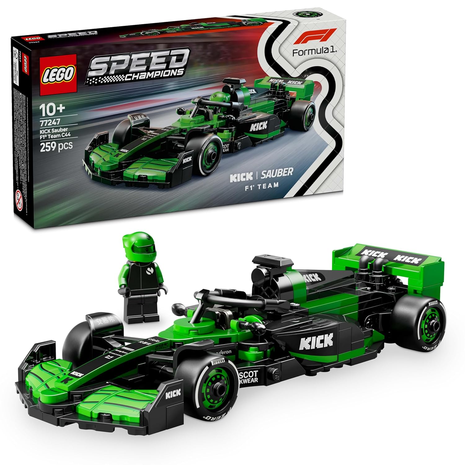 LEGO Speed Champions Kick Sauber F1 Team C44 Race Car Toy Vehicle 77247 Building Blocks Toys for 10+ Gift for Boys and Girls