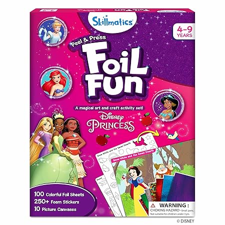 Skillmatics Foil Fun: Disney Princess Art Kit - No Mess, Creative Crafts for Kids, DIY Activity Set, Ideal Gifts for Ages 4-9