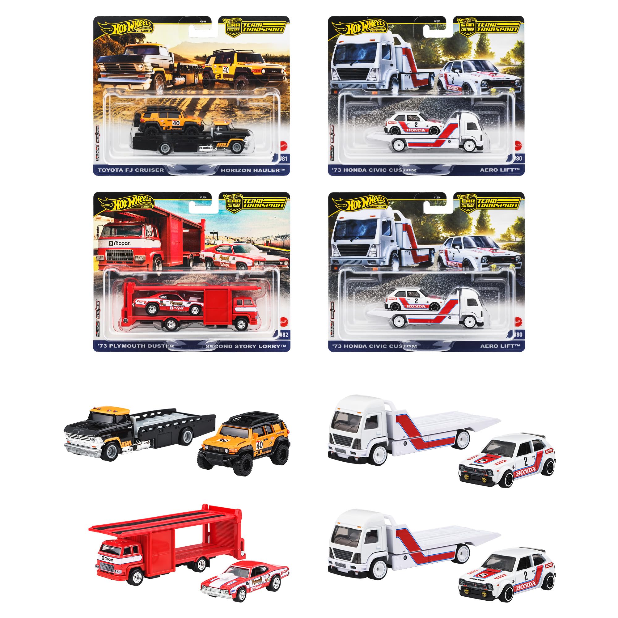 Hot Wheels Premium - Team Transport Full Pack 4 Models and Component Car - FLF56