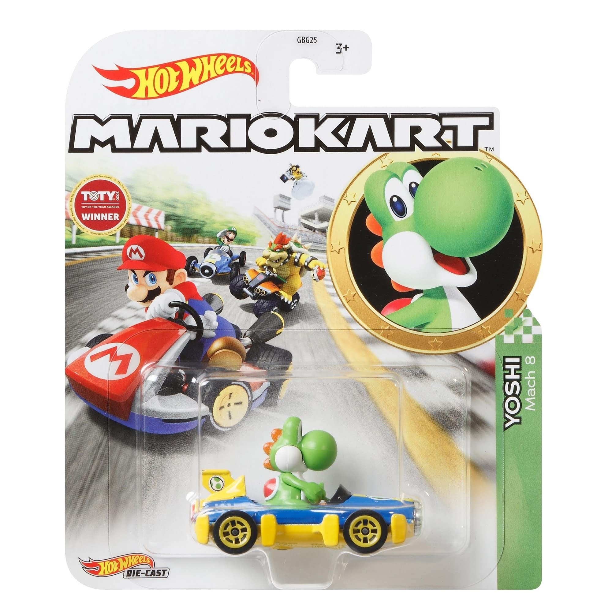 Hot Wheels Mario Kart - Mini Cars Mattel - Yoshi - GBG25-954T