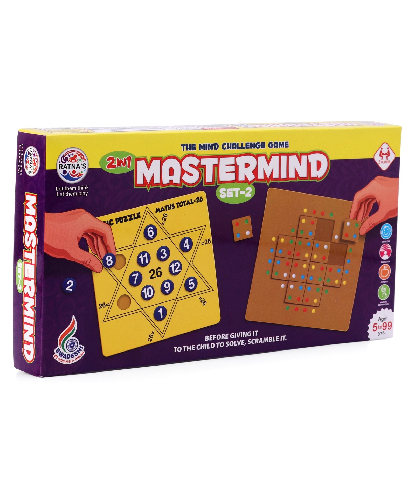 Ratnas Mastermind Board Puzzle Set-2 Multicolor - 12 Pieces