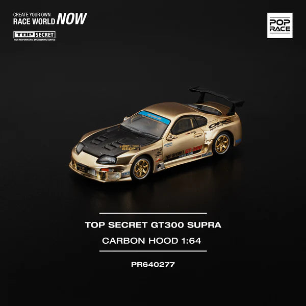 Pop Race Imported Edition - Top Secret GT300 Supra – Chrome Gold - 1:64 Scale - PR640277