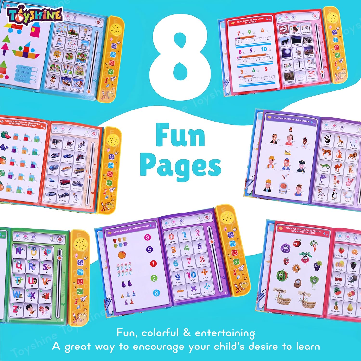Interactive 20 Preschool Activities Musical Educational Children Intelligence Book – Learning Alphabets, Animals, Speak and Spell & More for 3+ Years