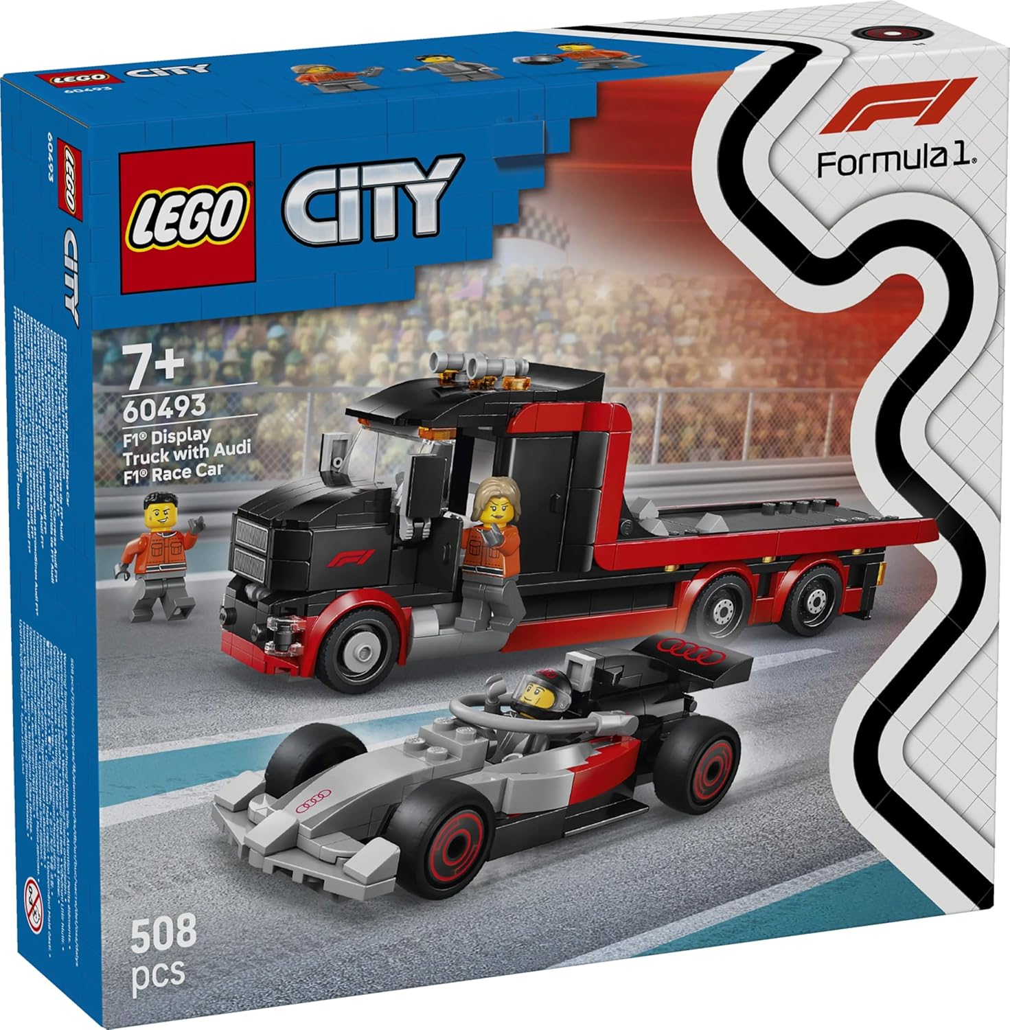 LEGO City F1 Display Truck with Audi F1 Race Car - Toy Car Building Kit - 60493
