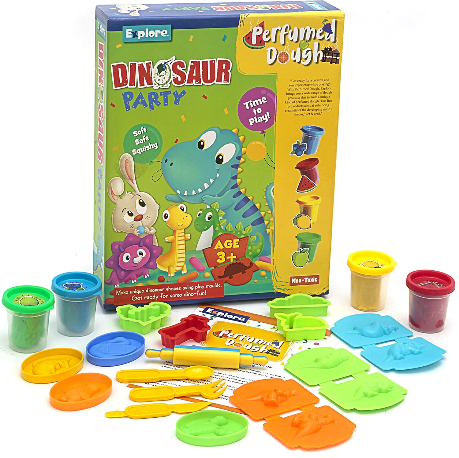 Explore Perfumed Dough | Dinosaur Party Fun & Creative Learning Activity Toy Set for Role-Play Perfumed Dough for Kids
