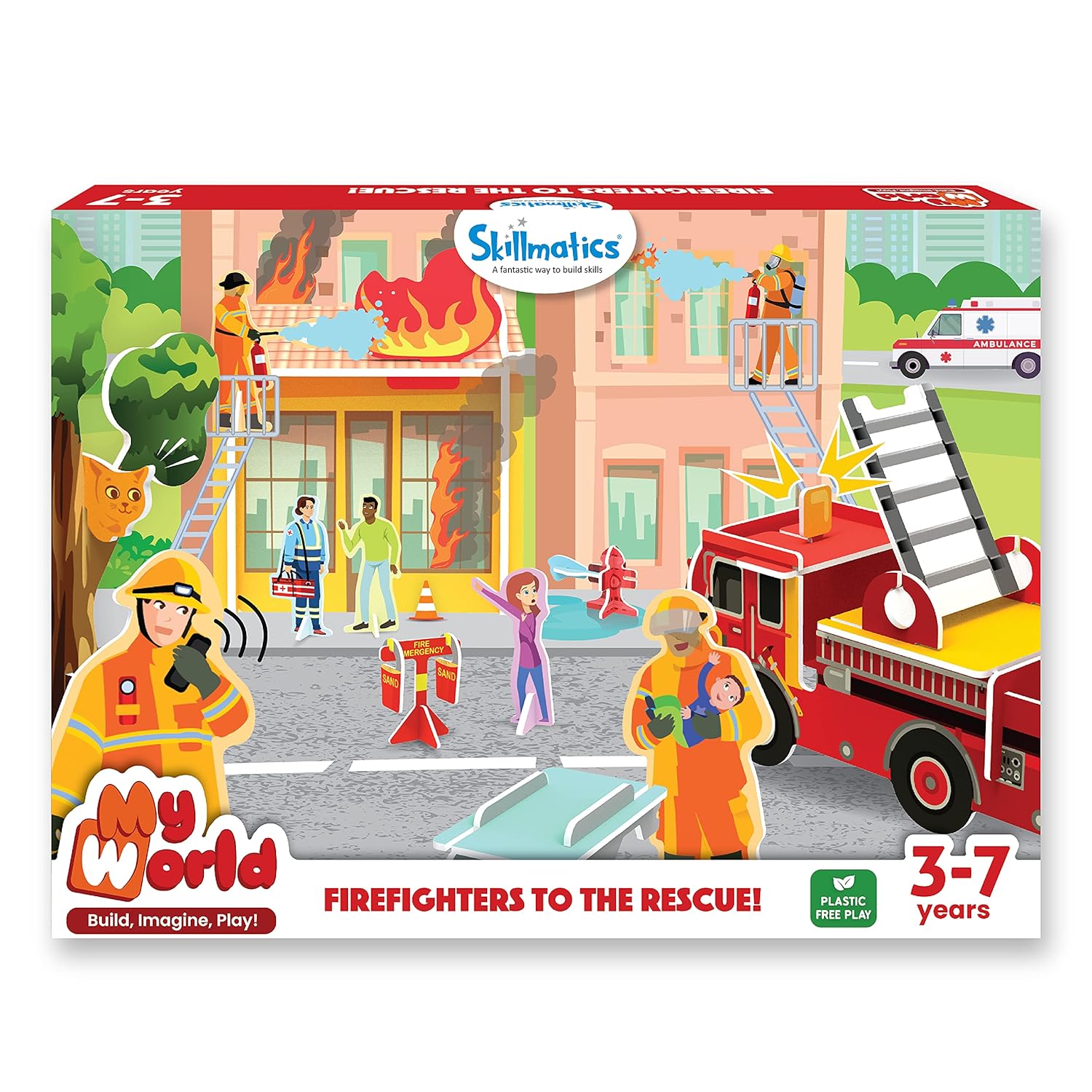 Skillmatics My World - Firefighters To The Rescue, STEM Building Playset & Learning Toy for Preschool Kids