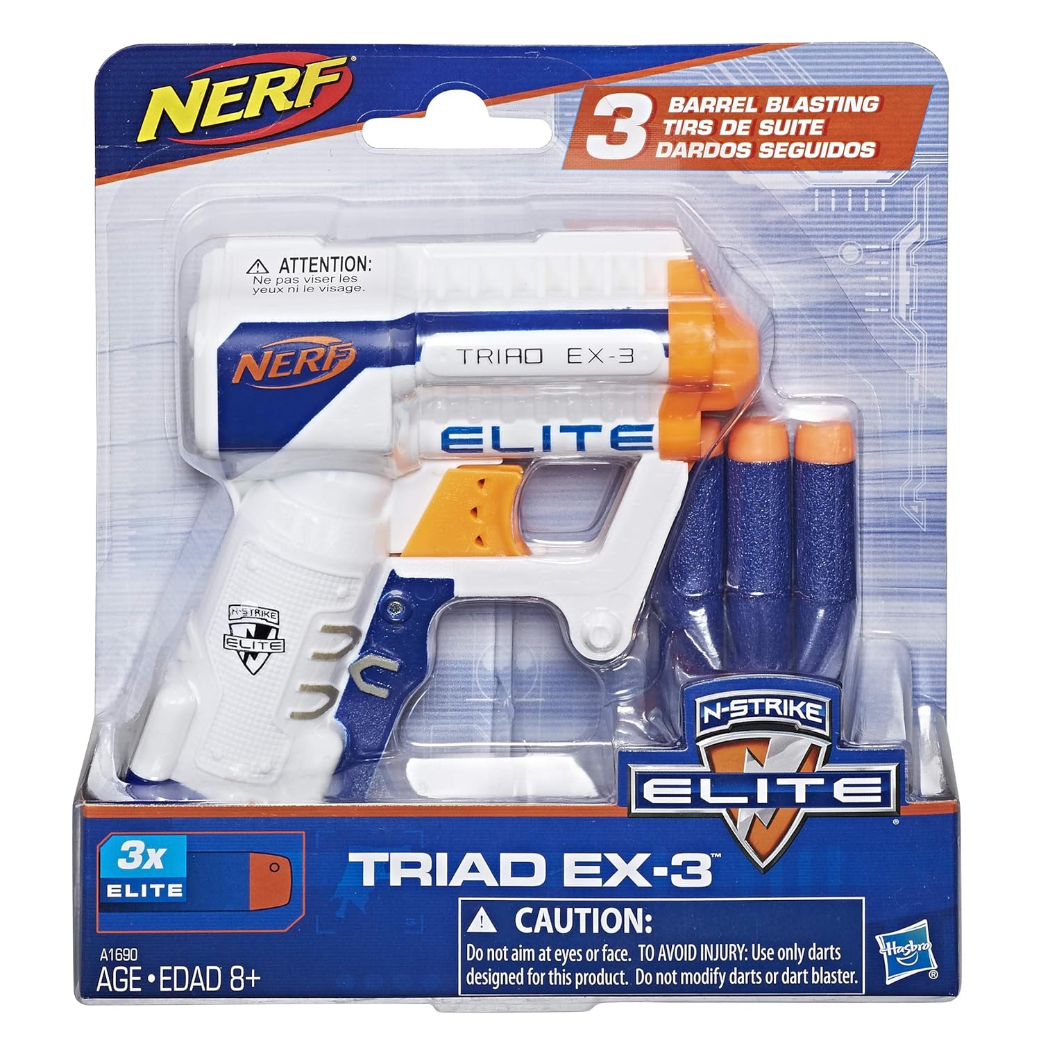 Nerf N-Strike Elite Triad EX-3 Blaster, Ages 8 And Up, Multicolor