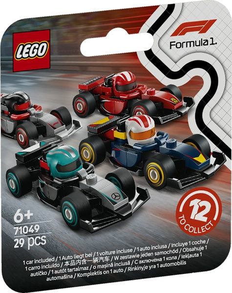 LEGO F1 Collectible Race Cars Toys - Get 1 of 12 Mini Car Models with Drivers Helmets & Moving Wheels - Formula 1 Teams - 71049