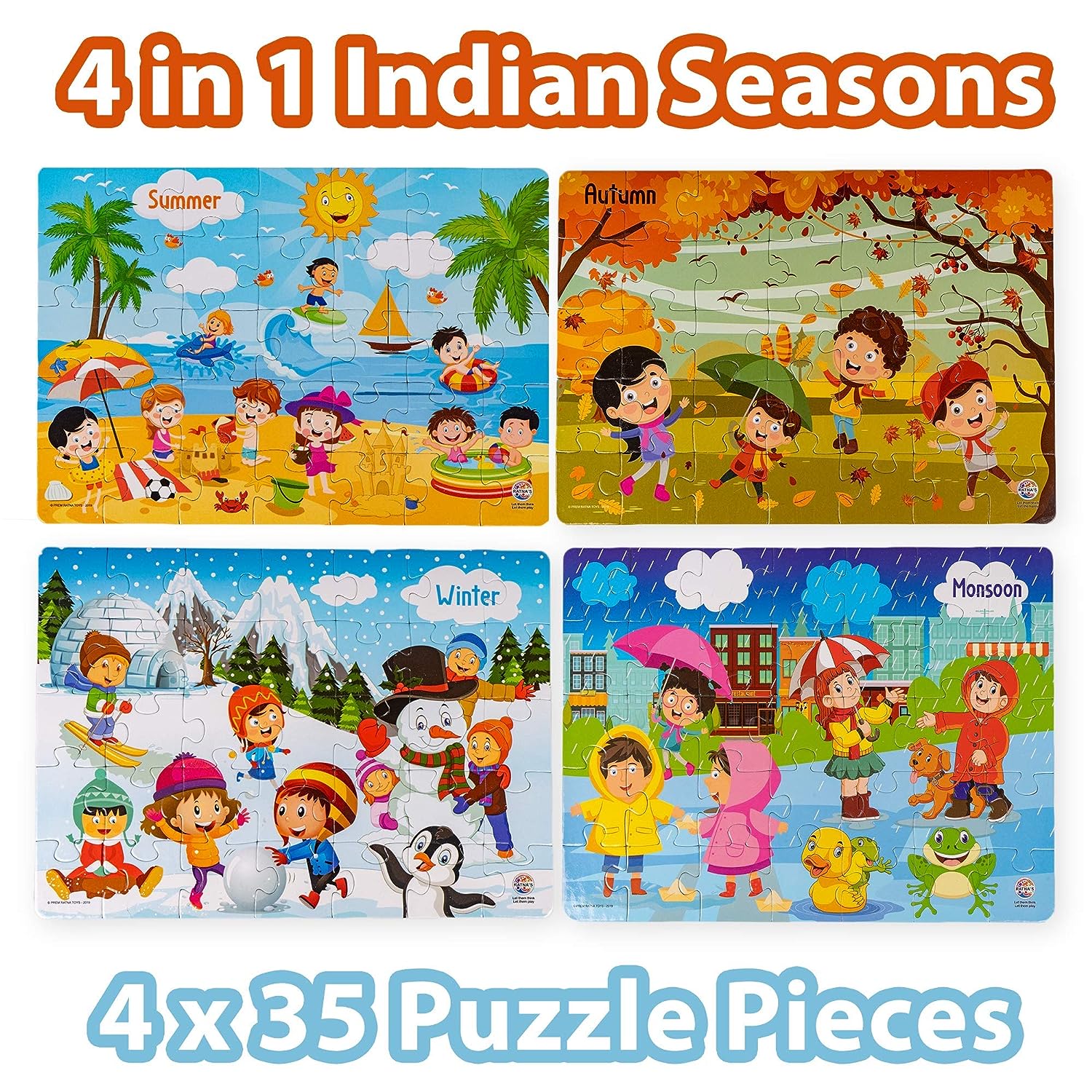 Ratna's 4 in 1 Indian Seasons Jigsaw Puzzle Mutlicolour For Kids