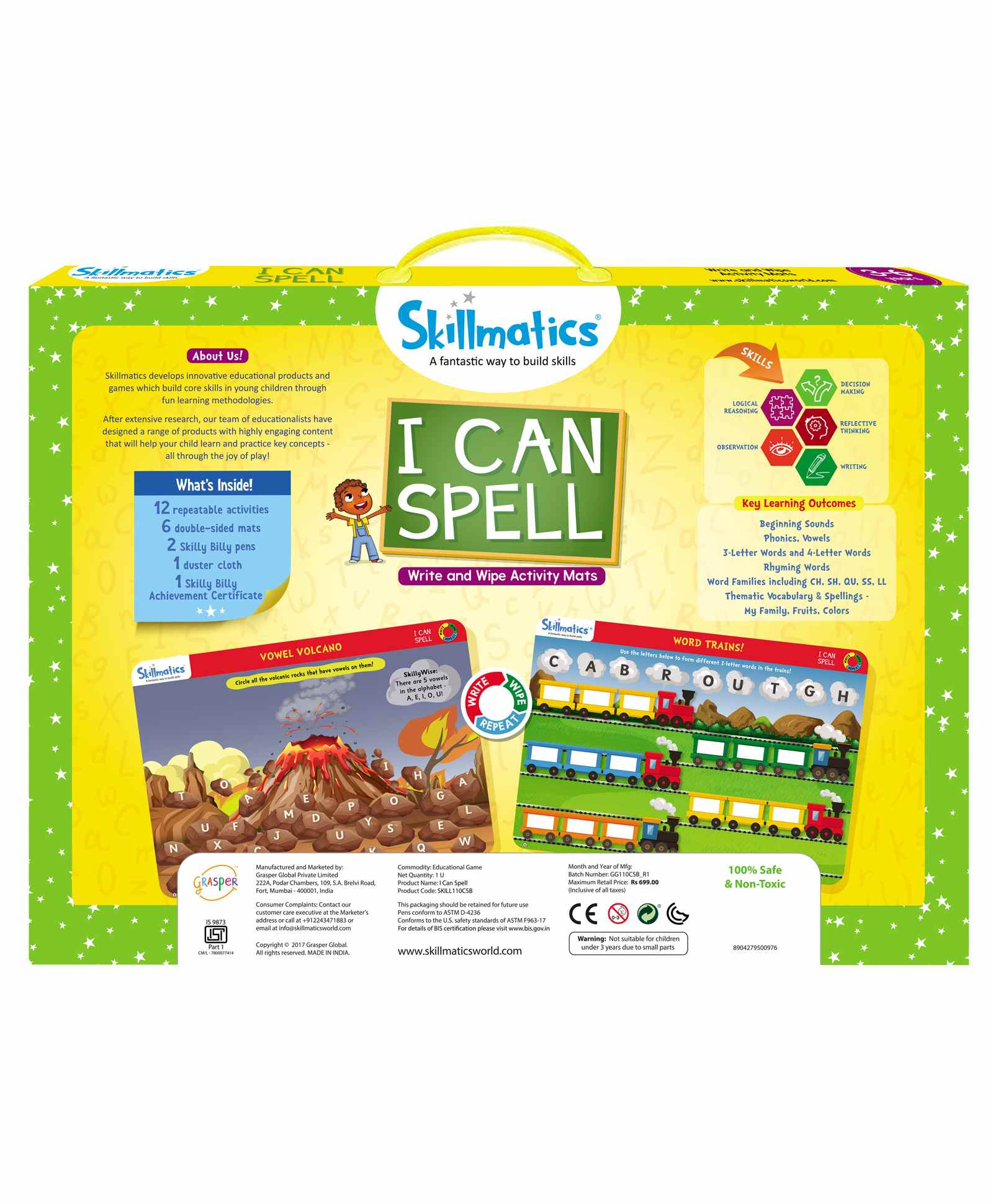 Skillmatics Educational Game - I Can Spell Activity Mats for kids - Color may vary