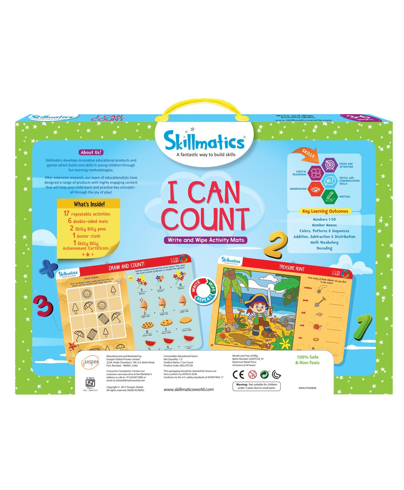 Skillmatics Educational Game - I Can Count Activity Mats (Multicolor)