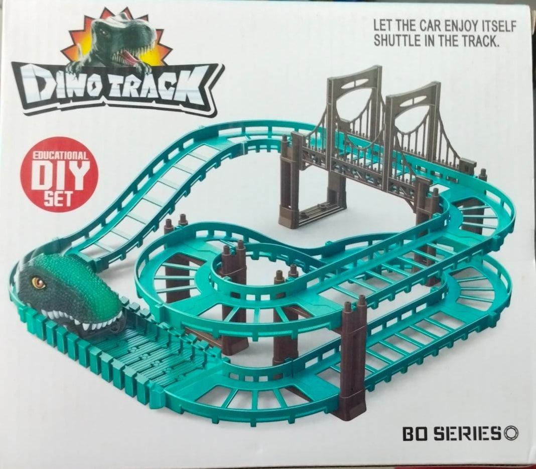 Dino Track Playset with Curved Track Rail, Offers Educational Fun and Excitement, Perfect for Kids (Multicolor)