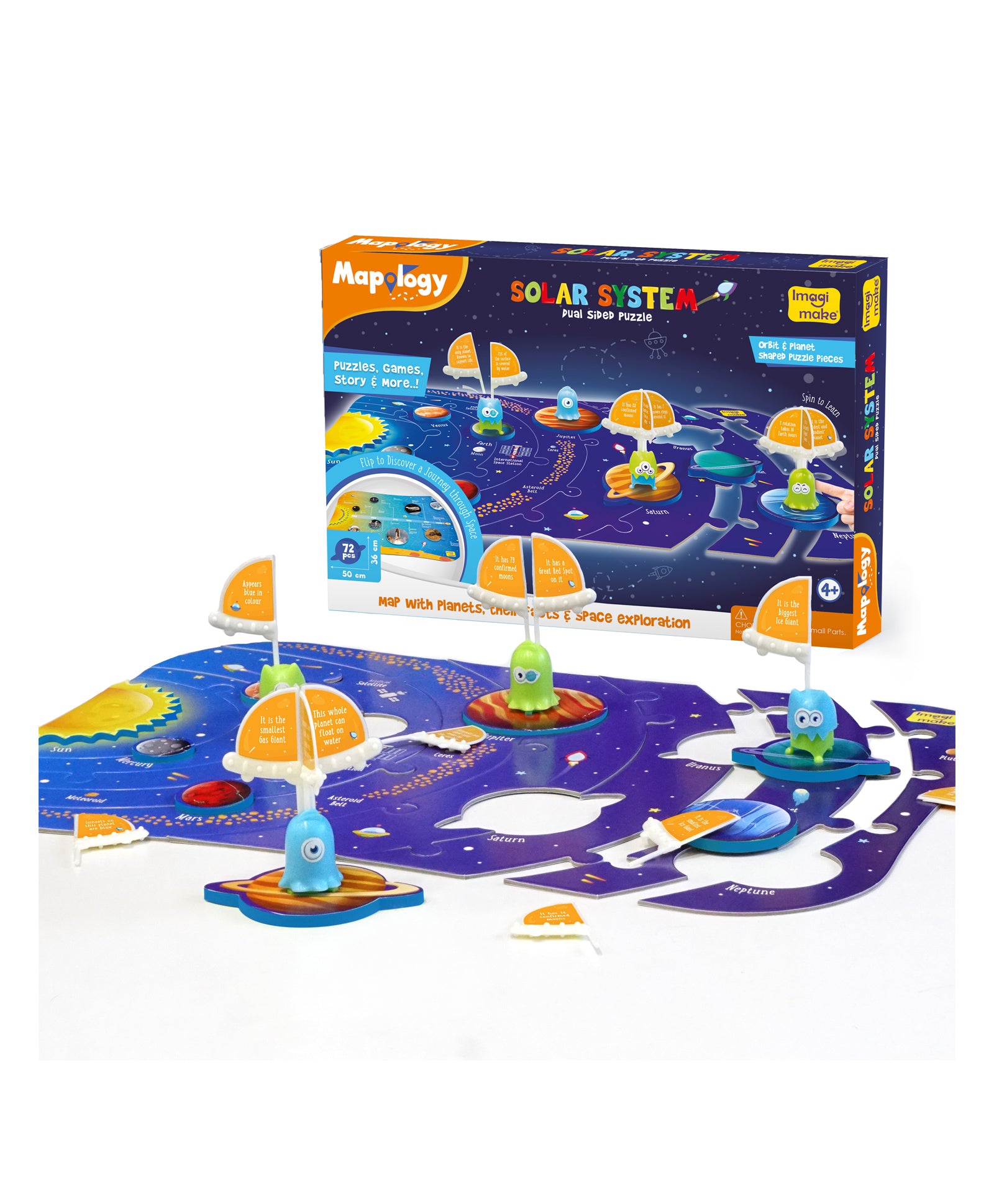 ImagiMake Mapology Dual Sided Solar System Puzzle - Multicolor
