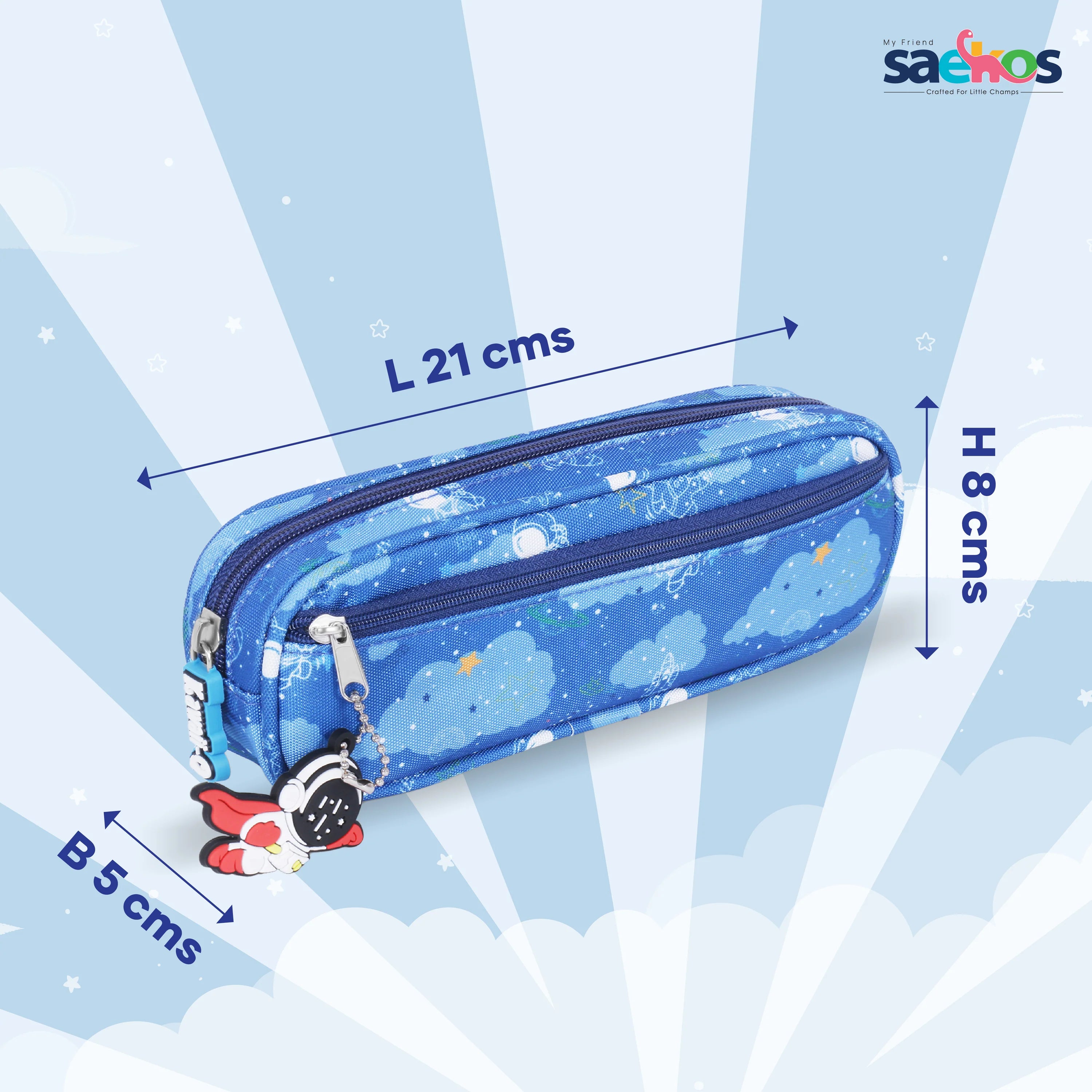Stationery Set : astronaut Pencil Pouch, PU Material Waterproof & Durable Stationery, for Boys Girls (Blue)