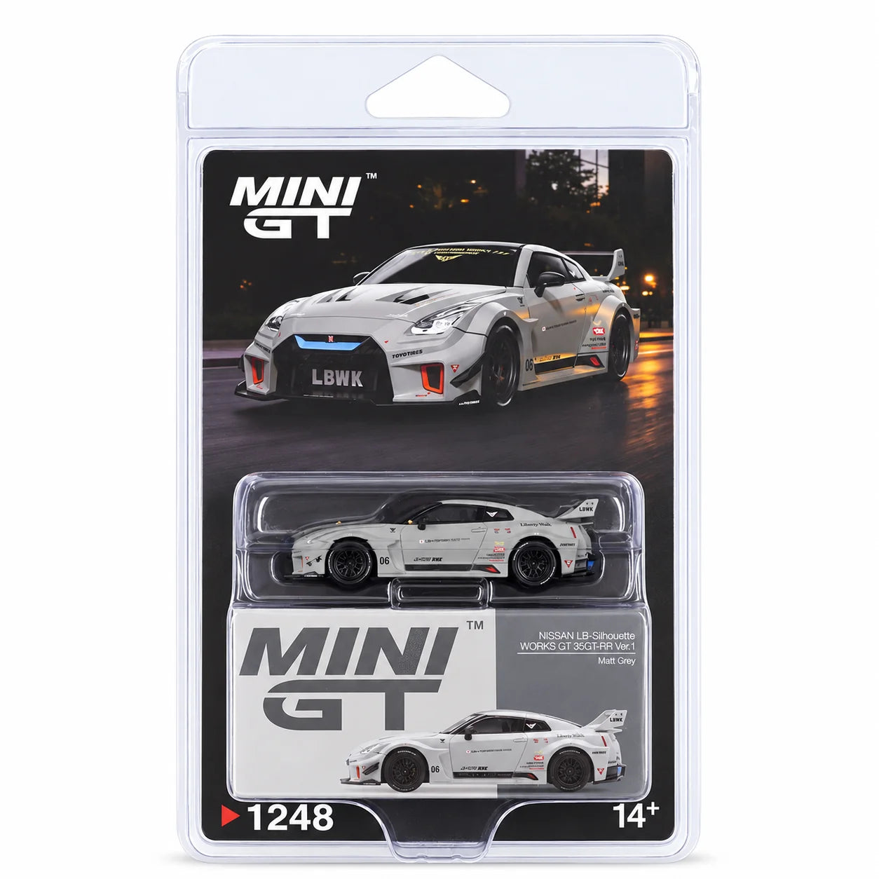MINI GT NISSAN LB-Silhouette WORKS GT 35GT-RR Ver.1 Matt Grey #1248 - Blister Pack