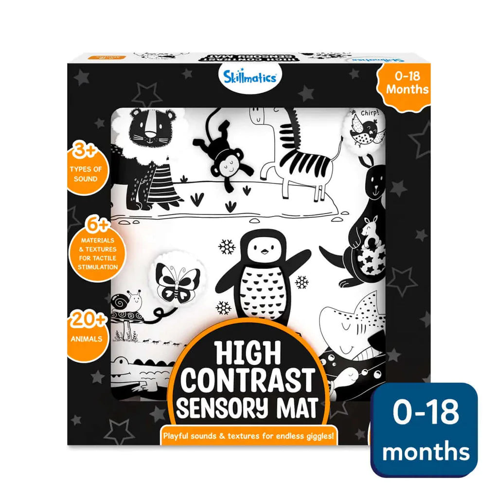 Skillmatics High Contrast Sensory Cloth Mat | 0-18 months | Black & White