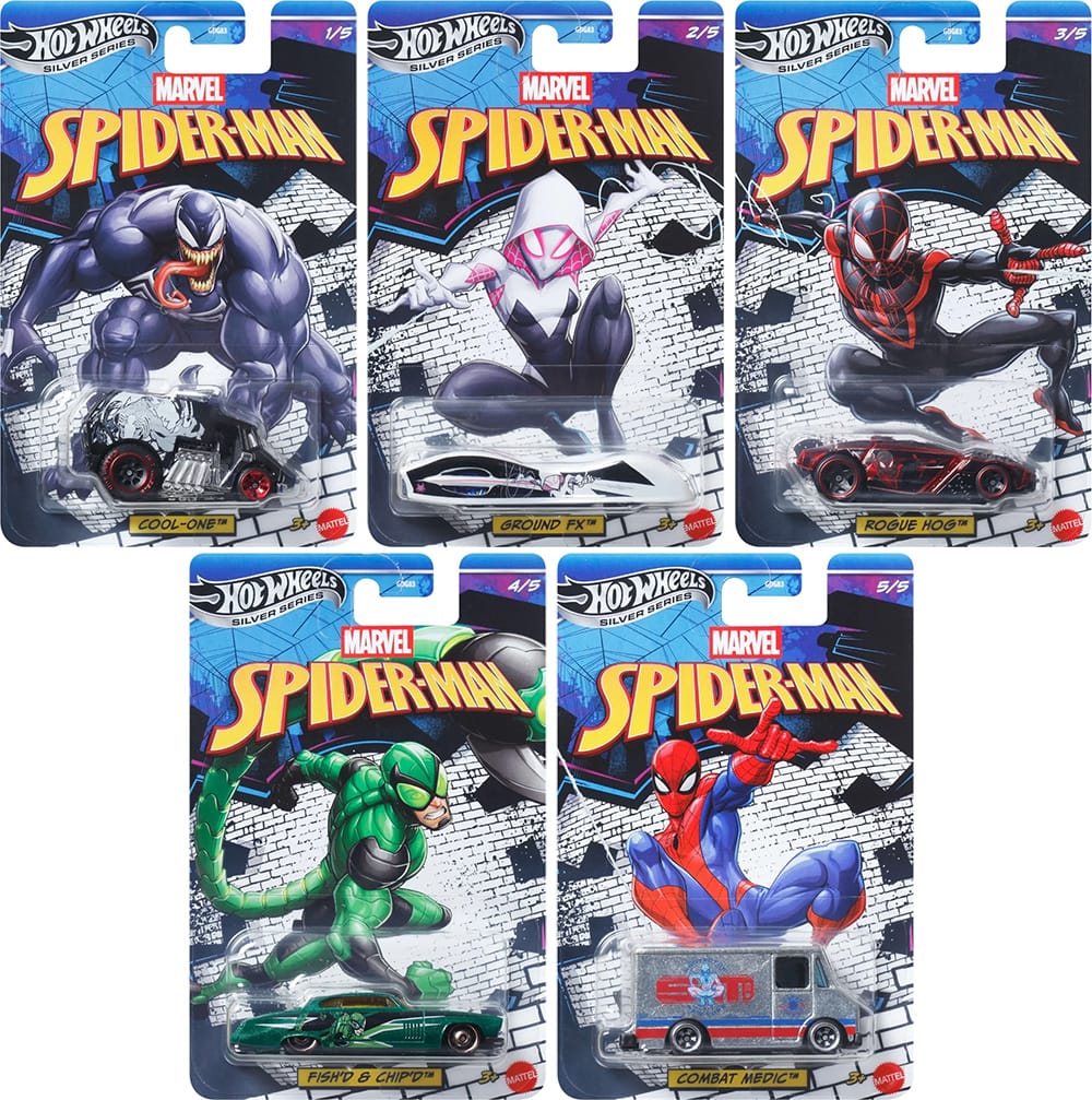 Hot Wheels - Spiderman Series Pack of 5 Cars - GDG83 - 952L