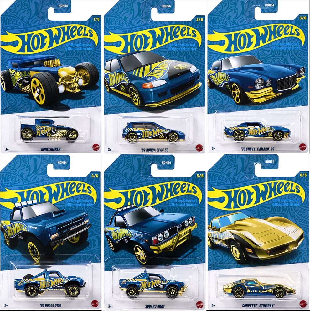 2026 Hot Wheels 58th Anniversary - Pack of 6 Pcs Cars - HDH54 955J