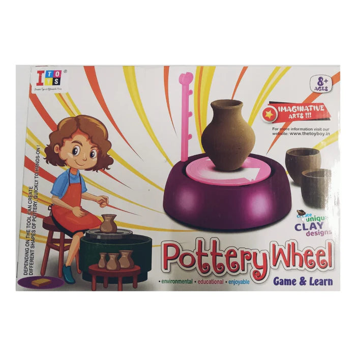 Itoys Kids Pottery Wheel Pottery with Clay for Kids Play Game - Multi-color