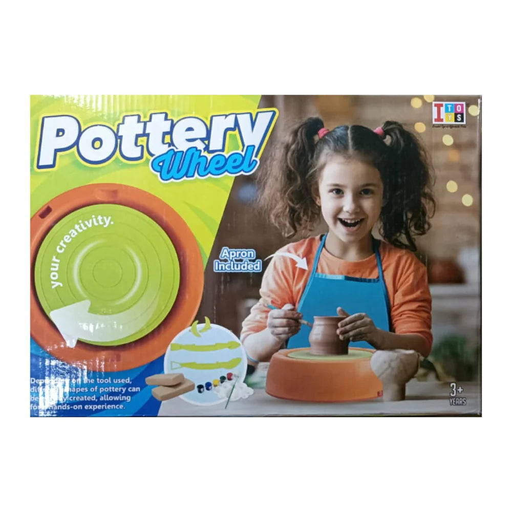 Itoys Kids Pottery Wheel Pottery with Clay for Kids Play Game - Multi-color