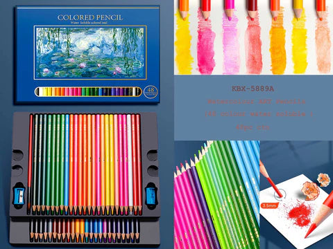 Color Pencils Set, (Pack of 48 Shades) Professional Water Soluble Colored Pencils, Colorful Pencil Colors/Artist Sketching, Drawing Color Pencils for Art Craft