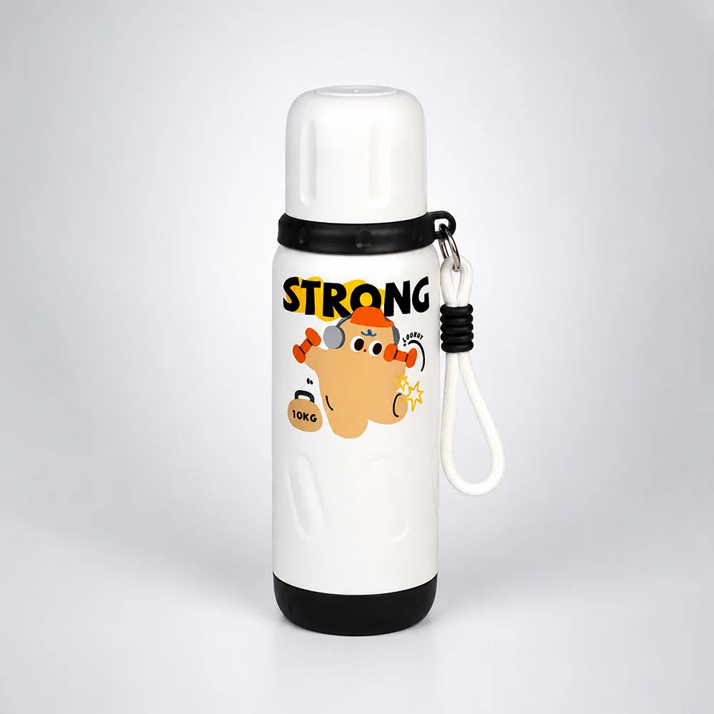 Strong Workout Design, Stainless Steel Thermos & Water Bottle for Kids, 600ml